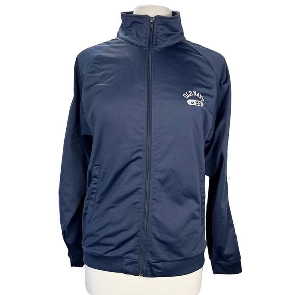 OLD NAVY | Navy Blue Raglan Long Sleeve Zip-Up 2 Striped Details Sweatshirt - Picture 1 of 10